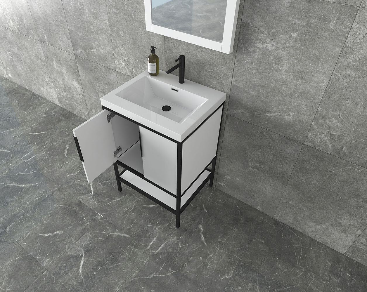 Matthew 24" Glossy White Freestanding Vanity with Reinforced Acrylic Sink
