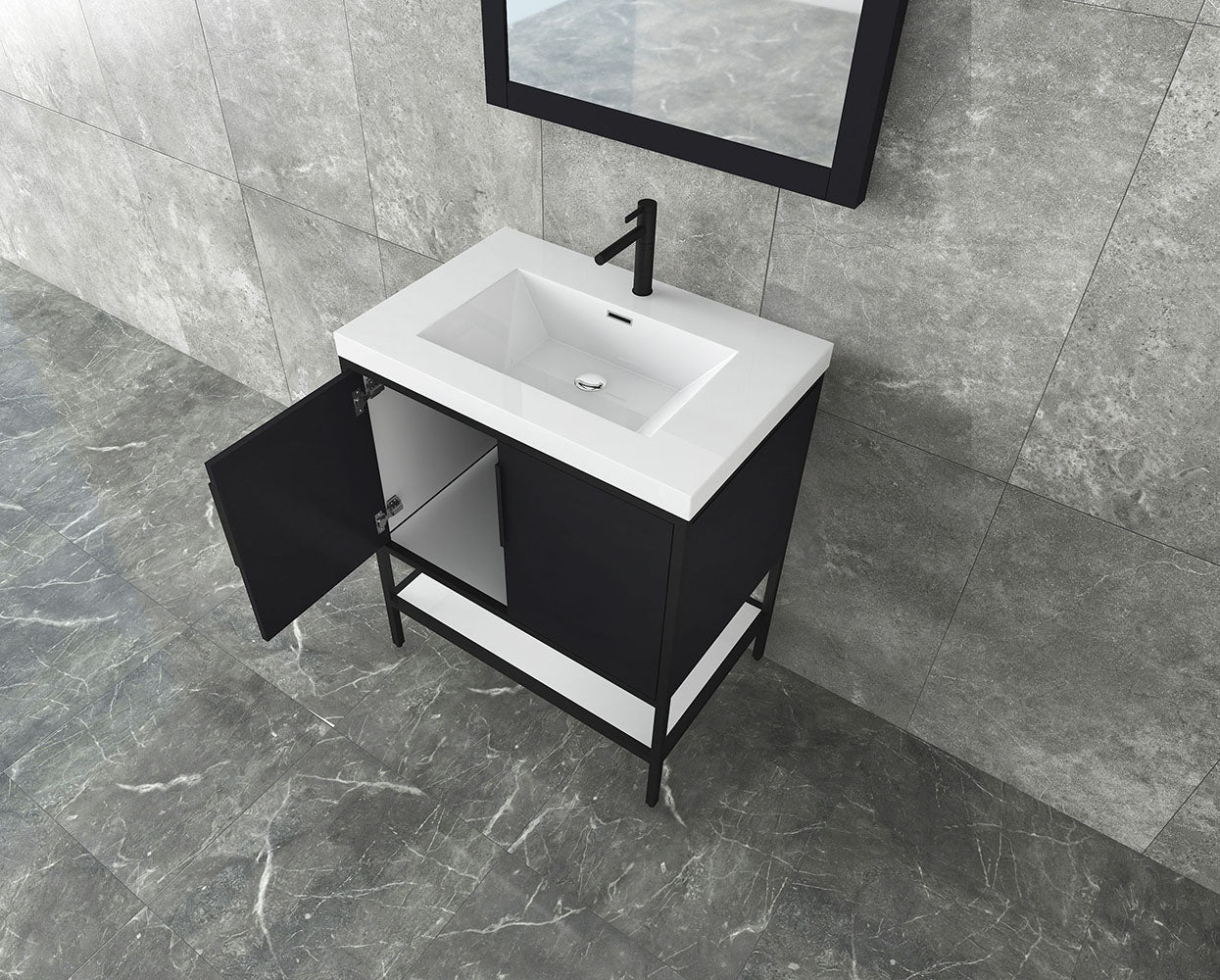 Matthew 30" Glossy Gray Freestanding Vanity with Reinforced Acrylic Sink