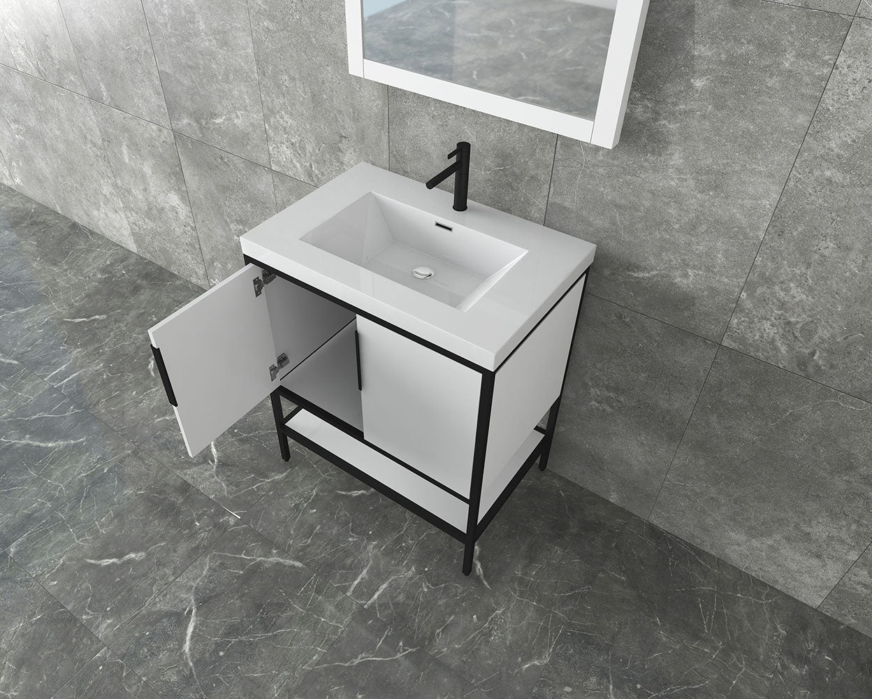 Matthew 30" Glossy White Freestanding Vanity with Reinforced Acrylic Sink