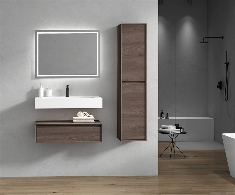 Alysa 36'' floating vanity in Red Oak with Reinforced Acrylic Sink