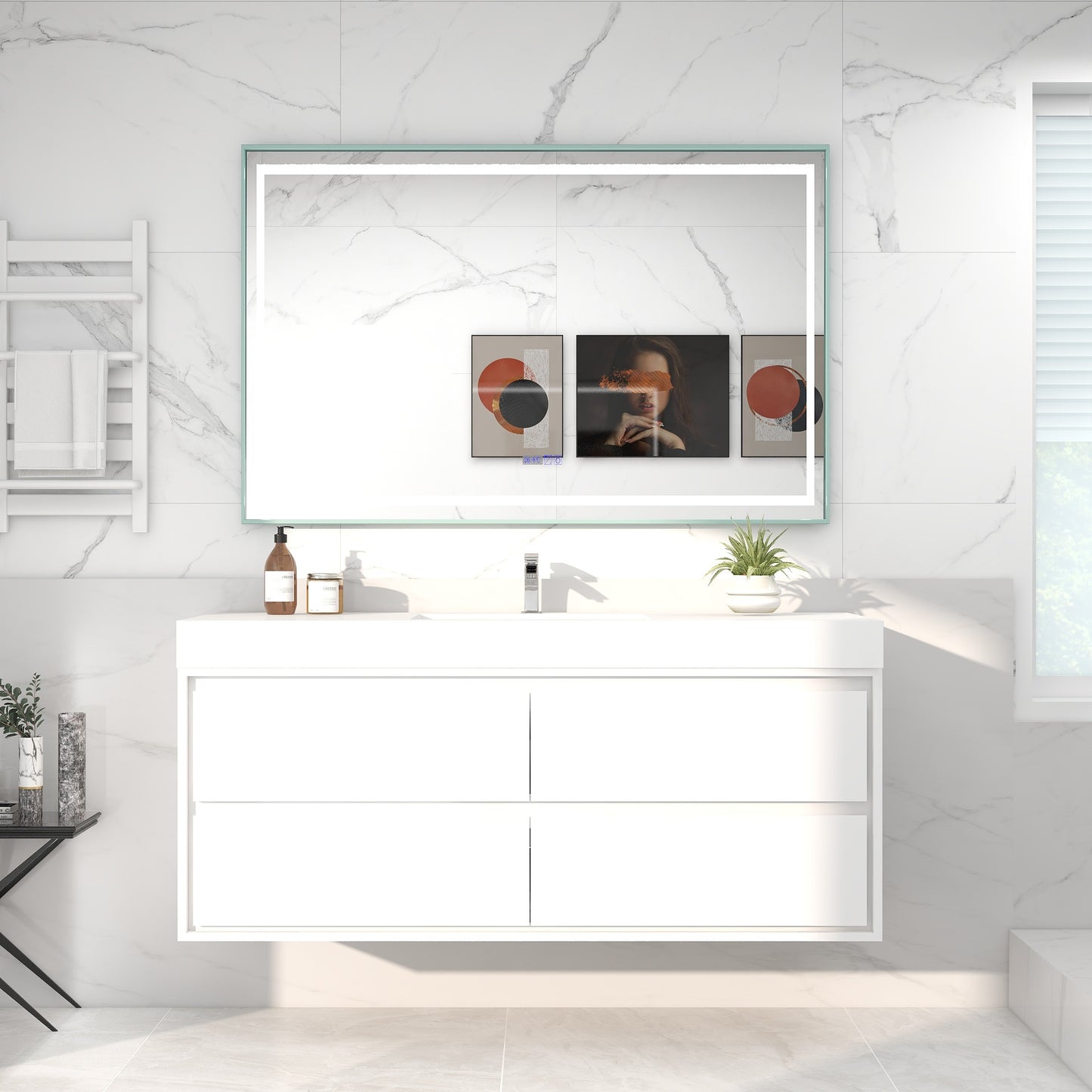 Saggia 60 Wall-Mounted Floating Bathroom Vanity with Reinforced Acrylic Sink in Gloss White | Better Vanity Modern Luxury Bathroom Vanities
