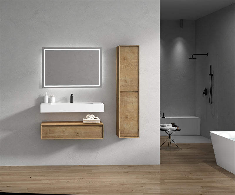 Alysa 42'' floating vanity in White Oak with Reinforced Acrylic Sink