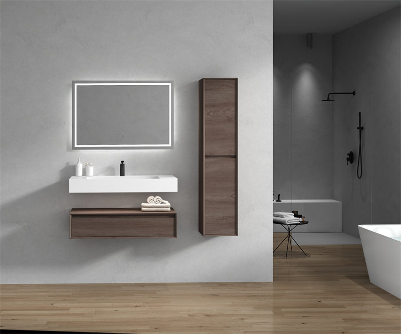 Alysa 42'' floating vanity in Red Oak with Reinforced Acrylic Sink