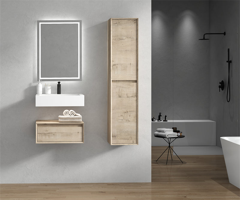 Alysa 24'' floating vanity In light Oak with Reinforced Acrylic Sink