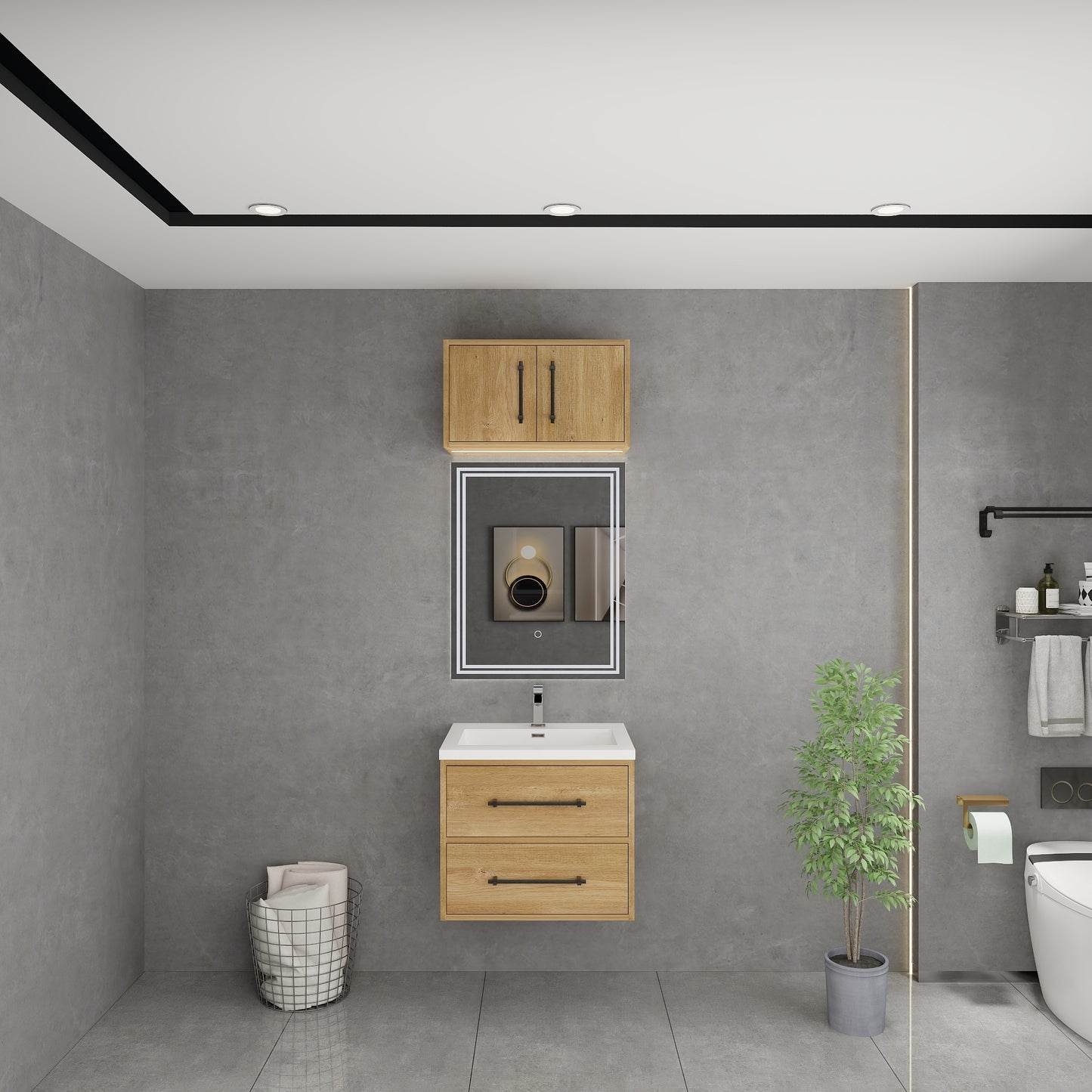 Victoria 24" Solid Wood Floating Bathroom Vanity in Oak | Better Vanity Solid Wood Floating Vanities