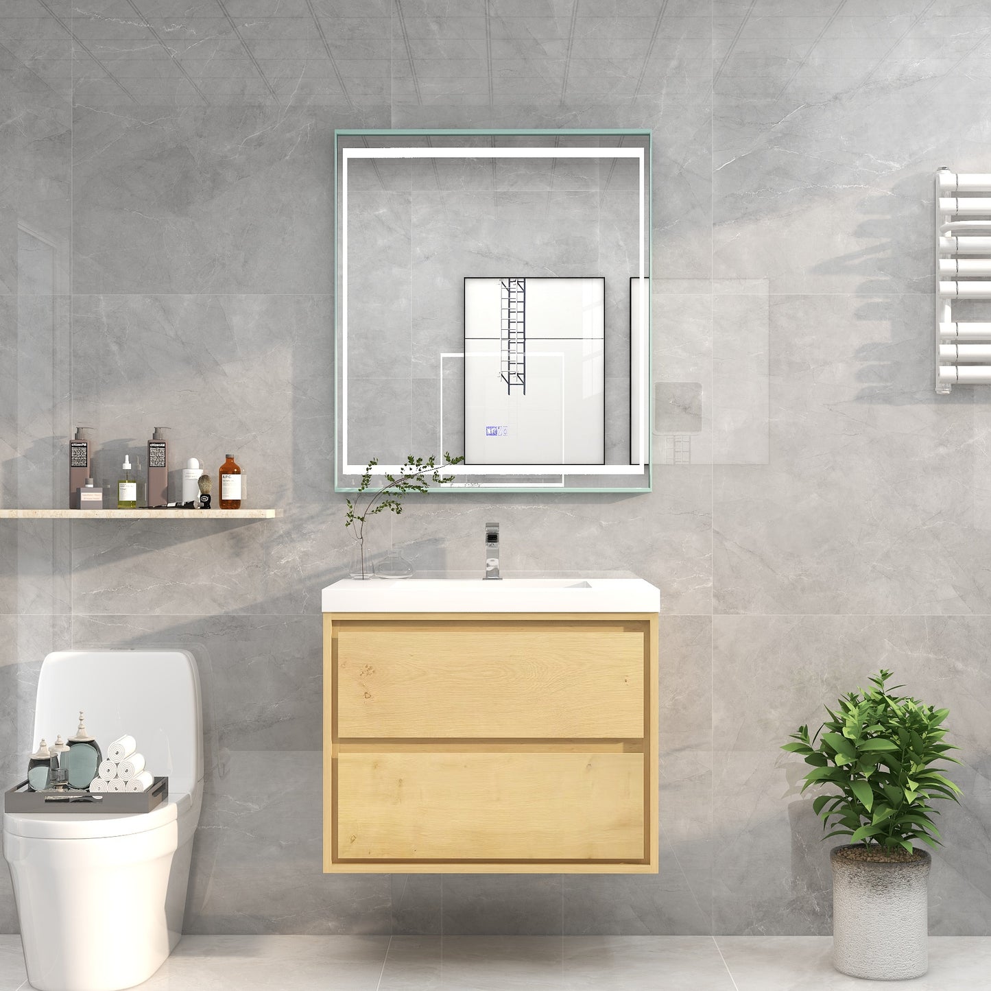 Saggia 30" Floating Vanity with Sink Set in Light Oak