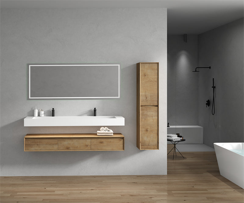 Alysa 72'' Double Sink floating vanity in White Oak with Reinforced Acrylic Sink