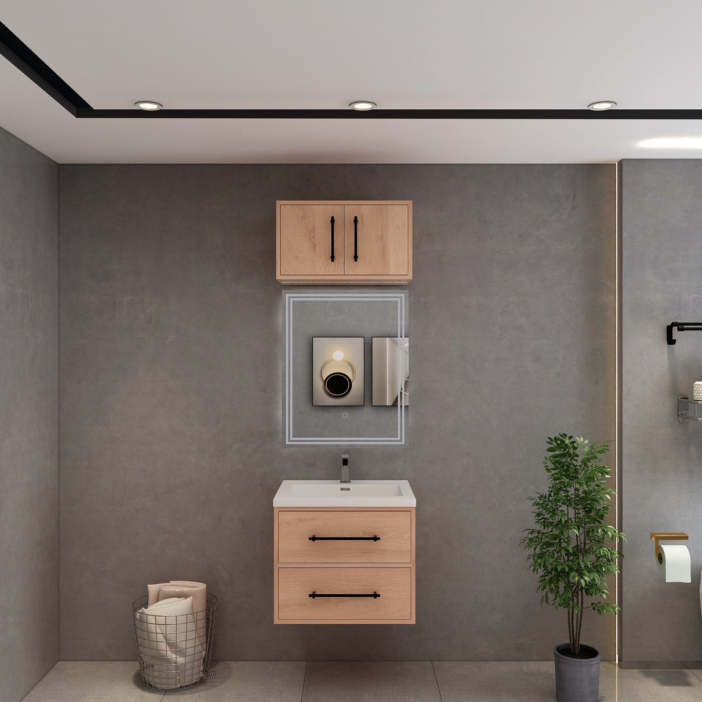 Victoria 24" Solid Wood Floating Bathroom Vanity in Red Oak | Better Vanity Solid Wood Floating Vanities