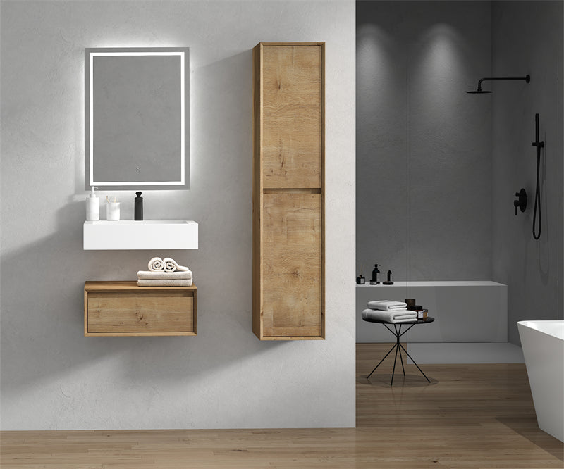 Alysa 24'' floating vanity in White Oak with Reinforced Acrylic Sink