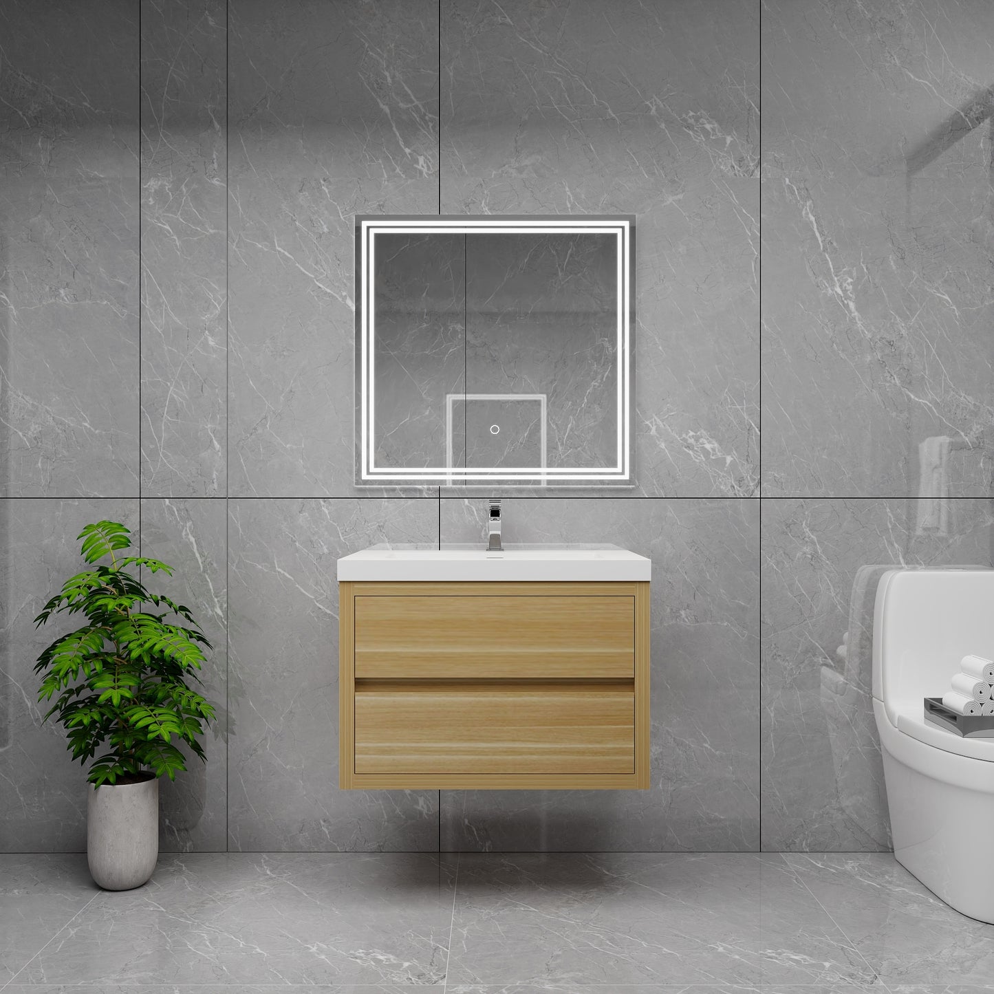 Louis 30" Solid Wood Floating Bathroom Vanity in Light Oak | Better Vanity Solid Wood Floating Vanities