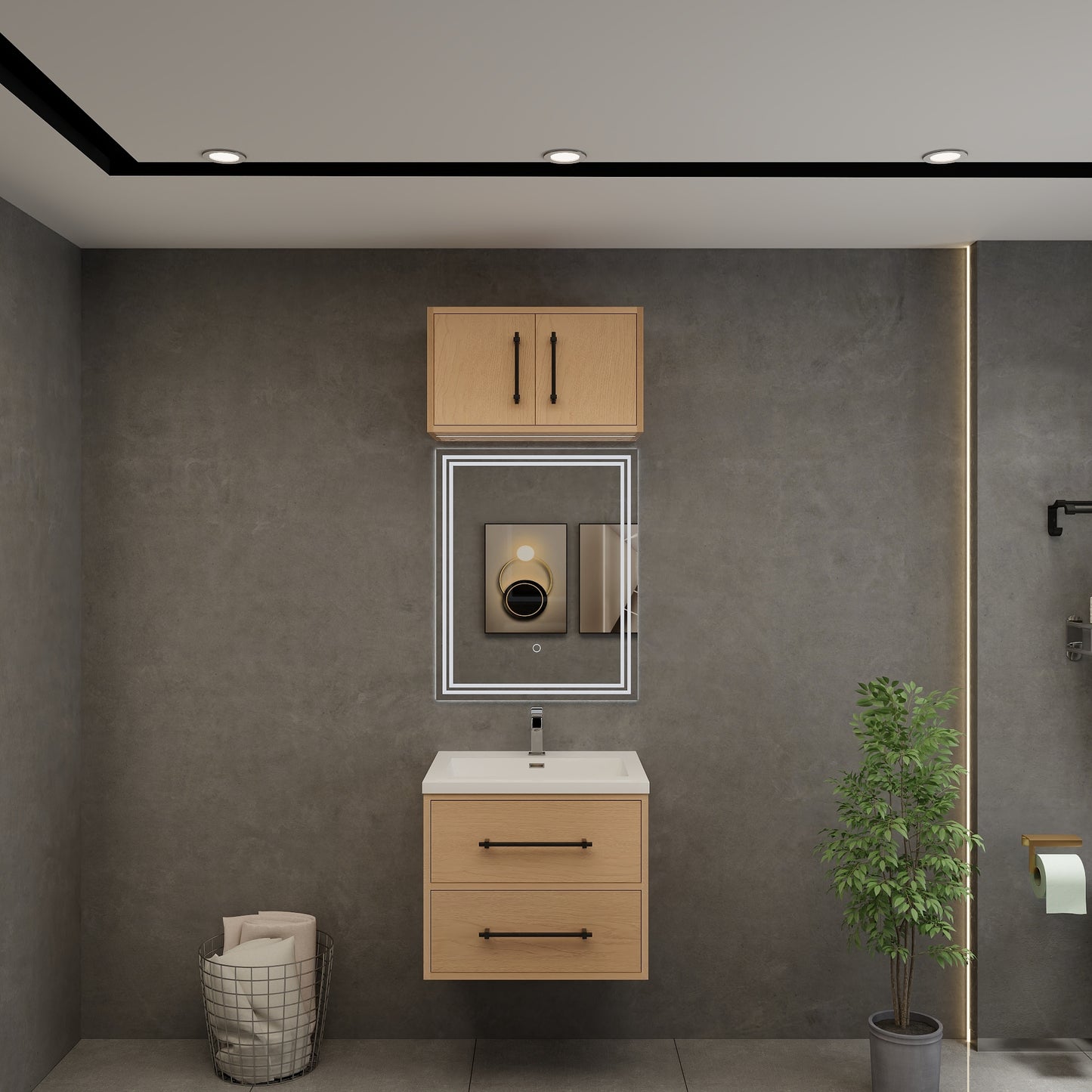 Victoria 24" Solid Wood Floating Bathroom Vanity in Yellow Oak | Better Vanity Solid Wood Floating Vanities