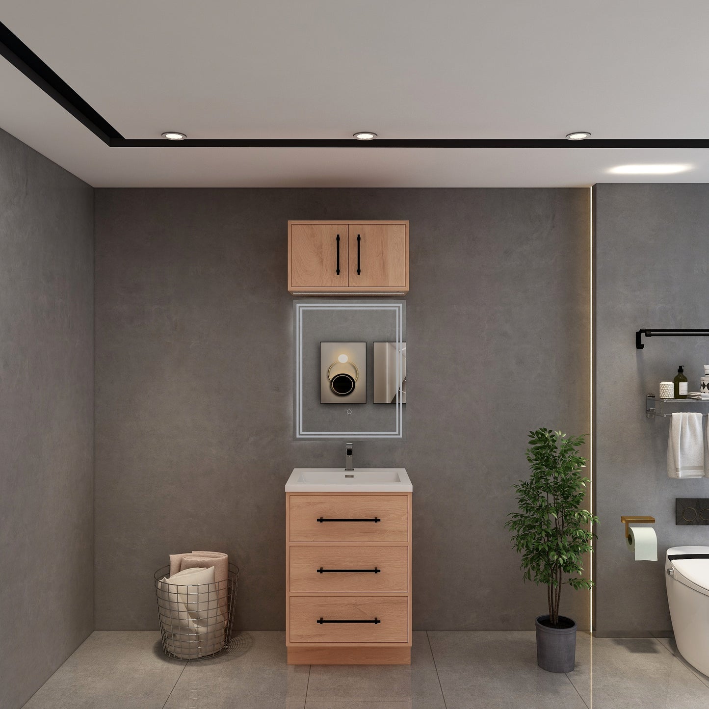 Victoria 24" Solid Wood Freestanding Bathroom Vanity in Red Oak | Better Vanity Solid Wood Floating Vanities