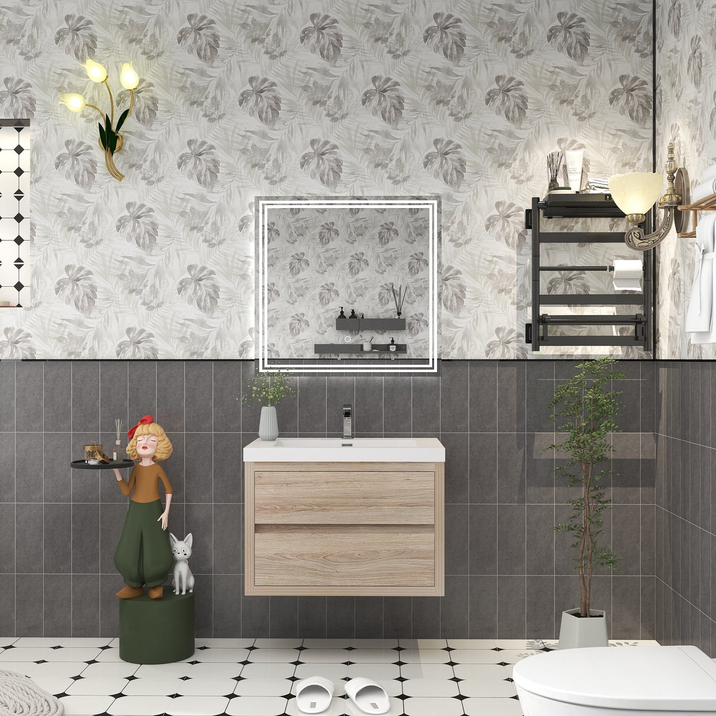 Louis 30" Solid Wood Floating Bathroom Vanity in White Oak | Better Vanity Solid Wood Floating Vanities