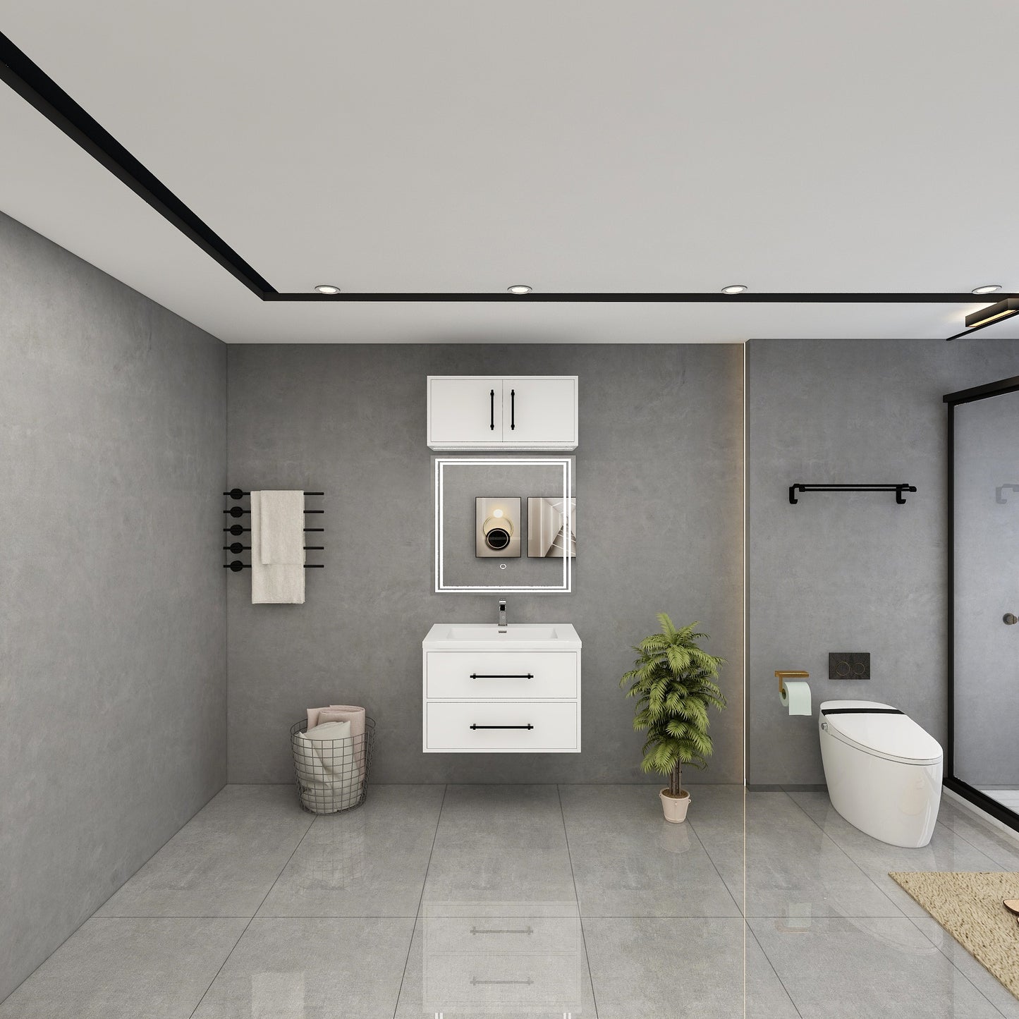 Victoria 30" Solid Wood Floating Bathroom Vanity in Gloss White | Better Vanity Solid Wood Floating Vanities