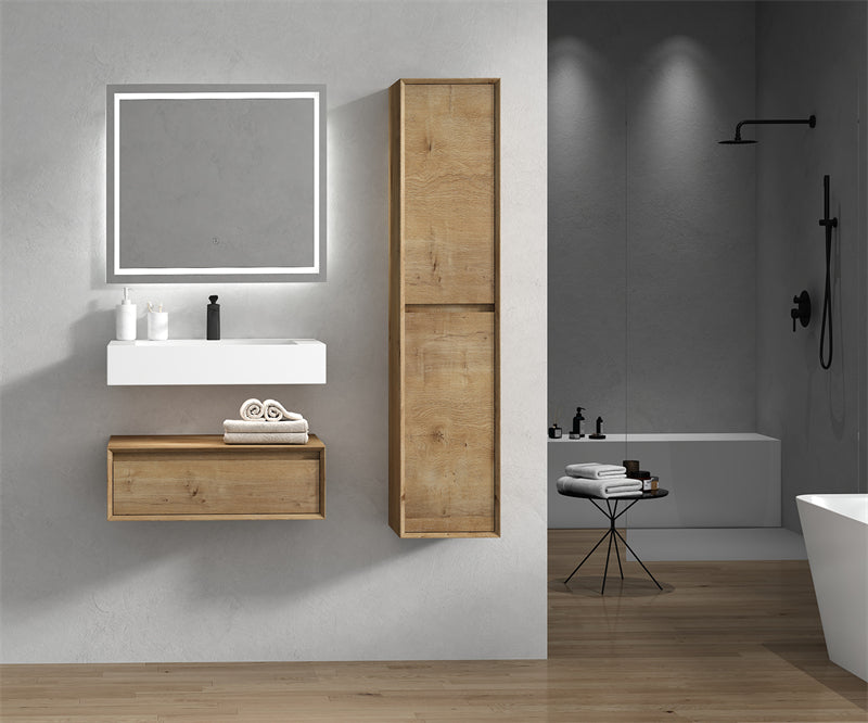 Alysa 30'' floating vanity in White Oak with Reinforced Acrylic Sink