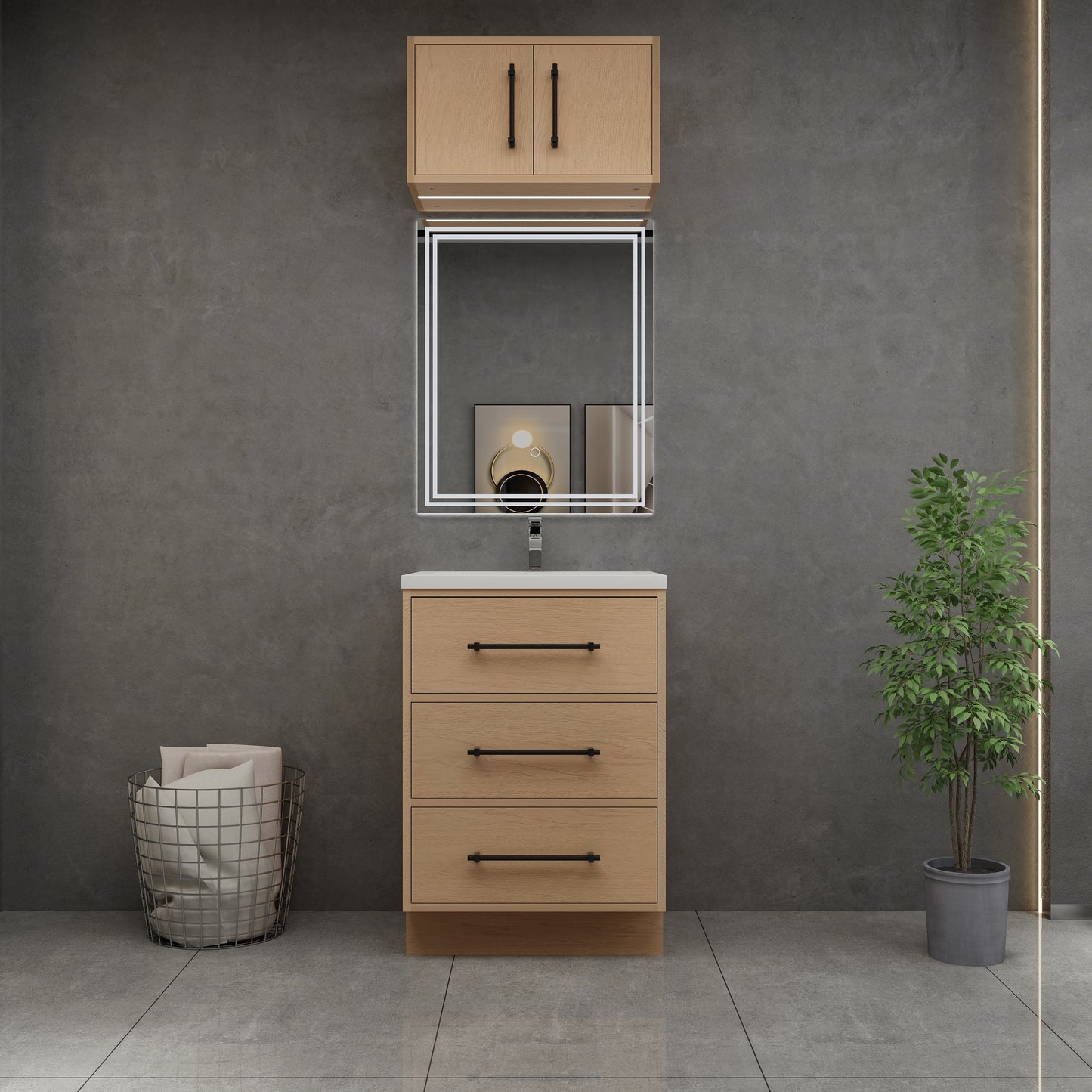 Victoria 24" Solid Wood Freestanding Bathroom Vanity in Yellow Oak | Better Vanity Solid Wood Floating Vanities
