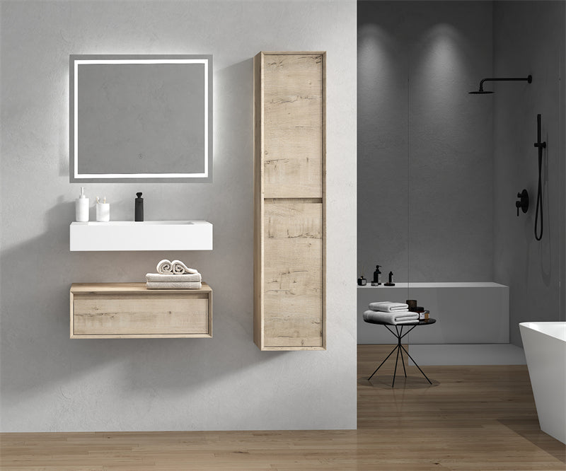 Alysa 30'' floating vanity In light Oak with Reinforced Acrylic Sink