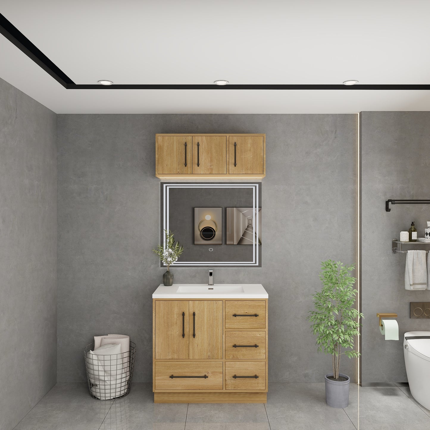 Victoria 36" Solid Wood Freestanding Bathroom Vanity in Oak | Better Vanity Solid Wood Floating Vanities