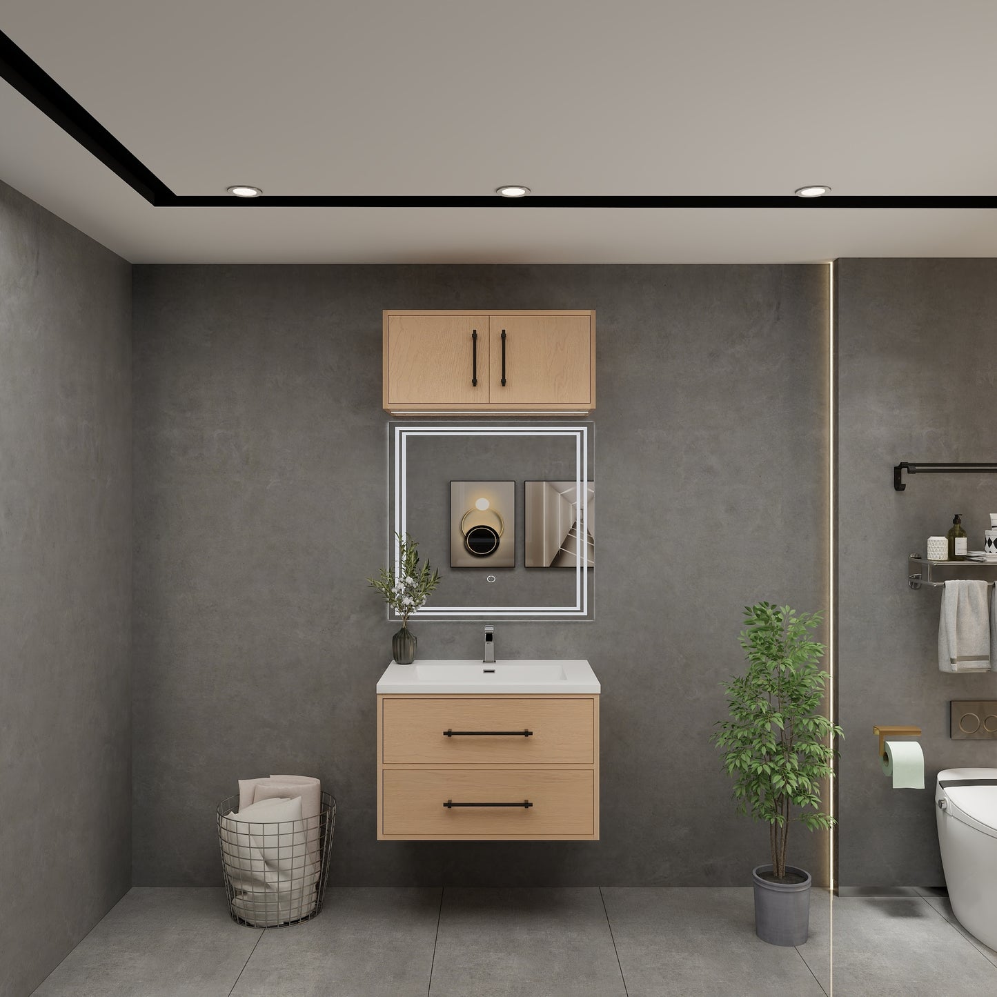 Victoria 30" Solid Wood Floating Bathroom Vanity in Yellow Oak | Better Vanity Solid Wood Floating Vanities
