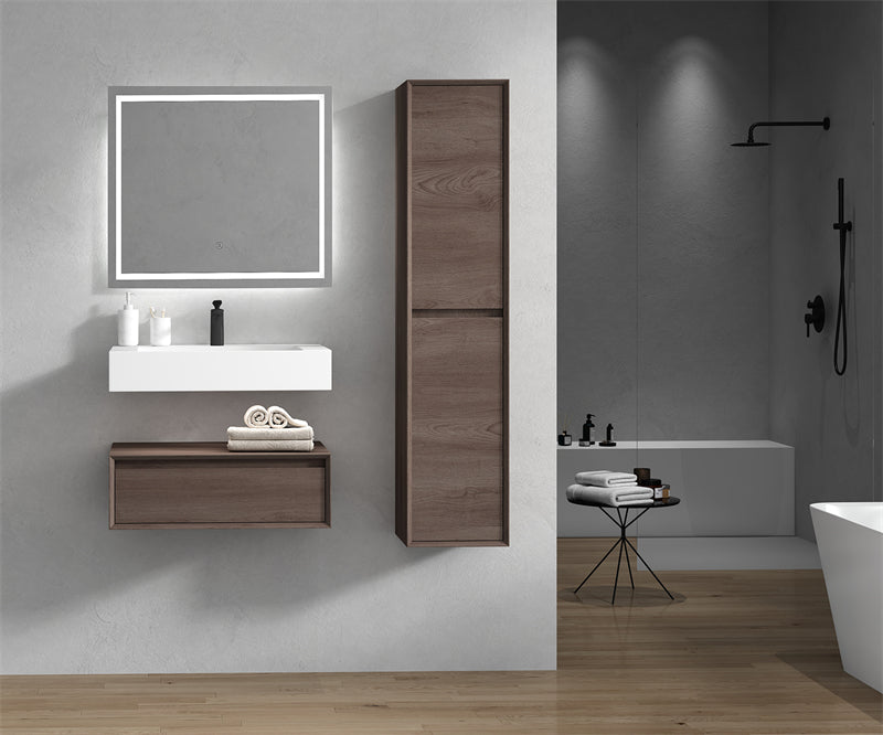 Alysa 30'' floating vanity in Red Oak with Reinforced Acrylic Sink