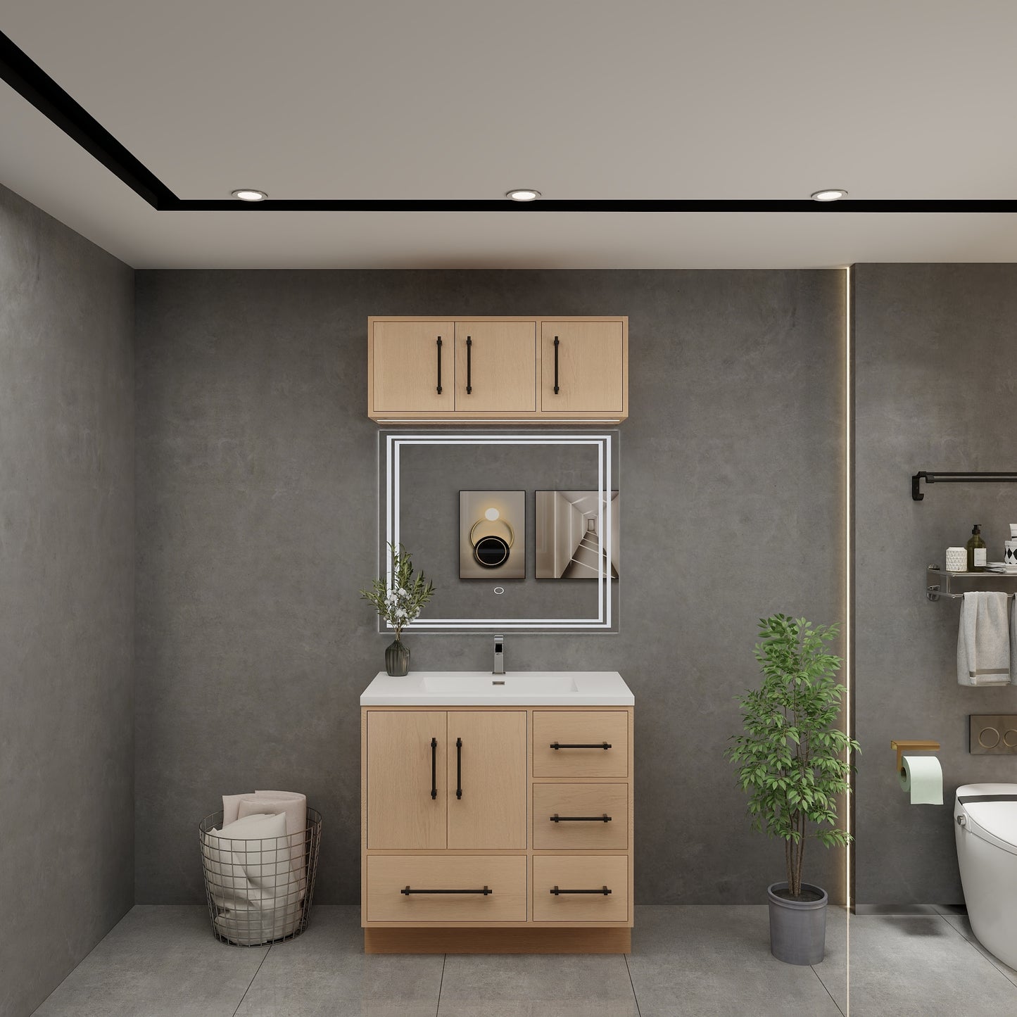 Victoria 36" Solid Wood Freestanding Bathroom Vanity in Yellow Oak | Better Vanity Solid Wood Floating Vanities