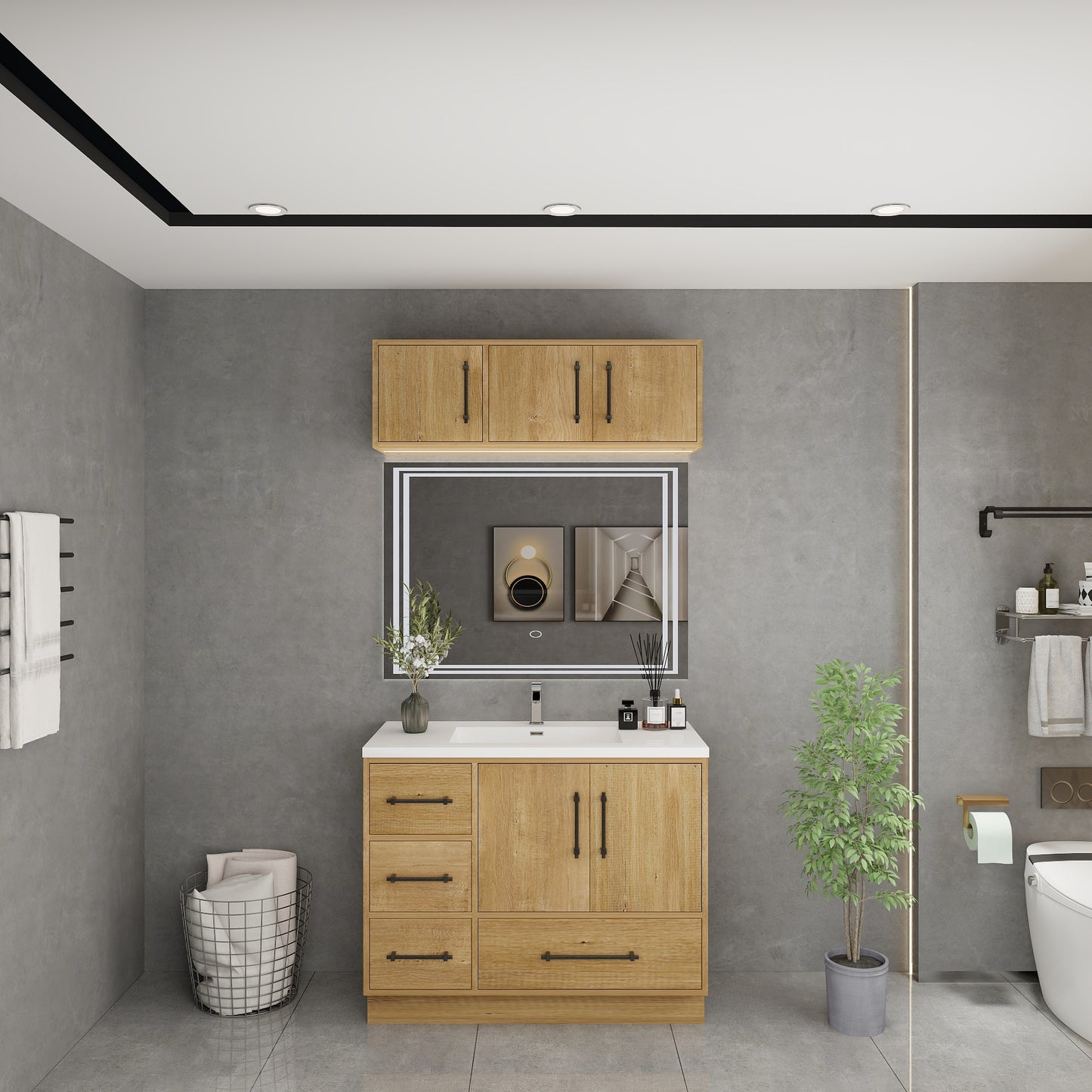 Victoria 42" Solid Wood Freestanding Bathroom Vanity in Oak | Better Vanity Solid Wood Floating Vanities