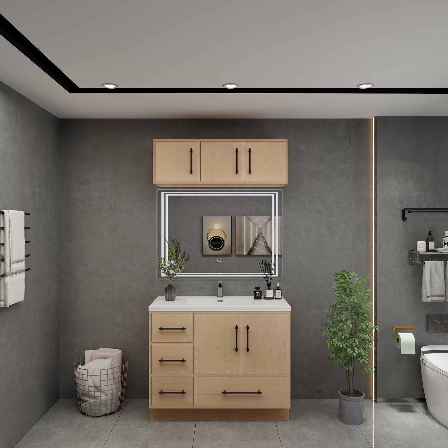 Victoria 42" Solid Wood Freestanding Bathroom Vanity in Yellow Oak | Better Vanity Solid Wood Floating Vanities