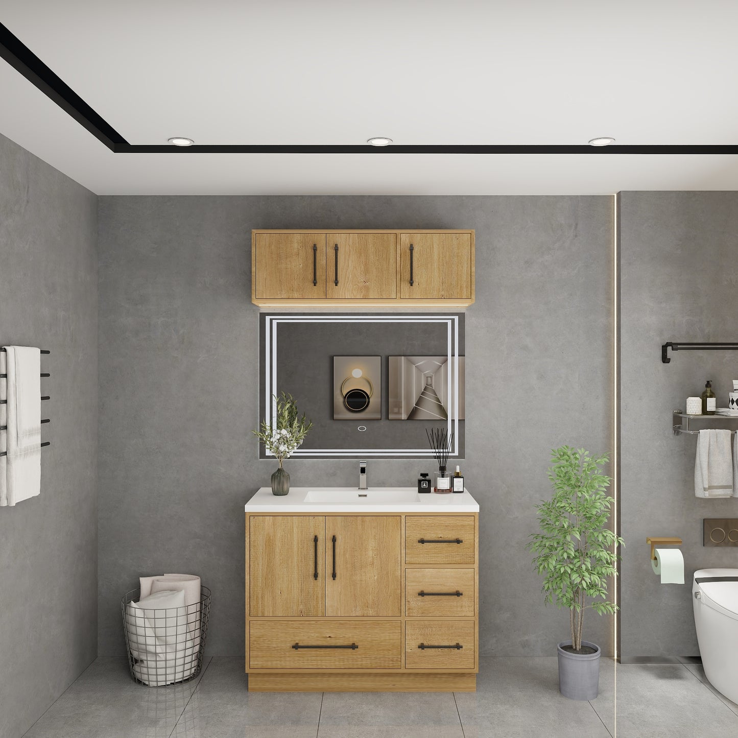 Victoria 42" Solid Wood Freestanding Bathroom Vanity in Oak | Better Vanity Solid Wood Floating Vanities