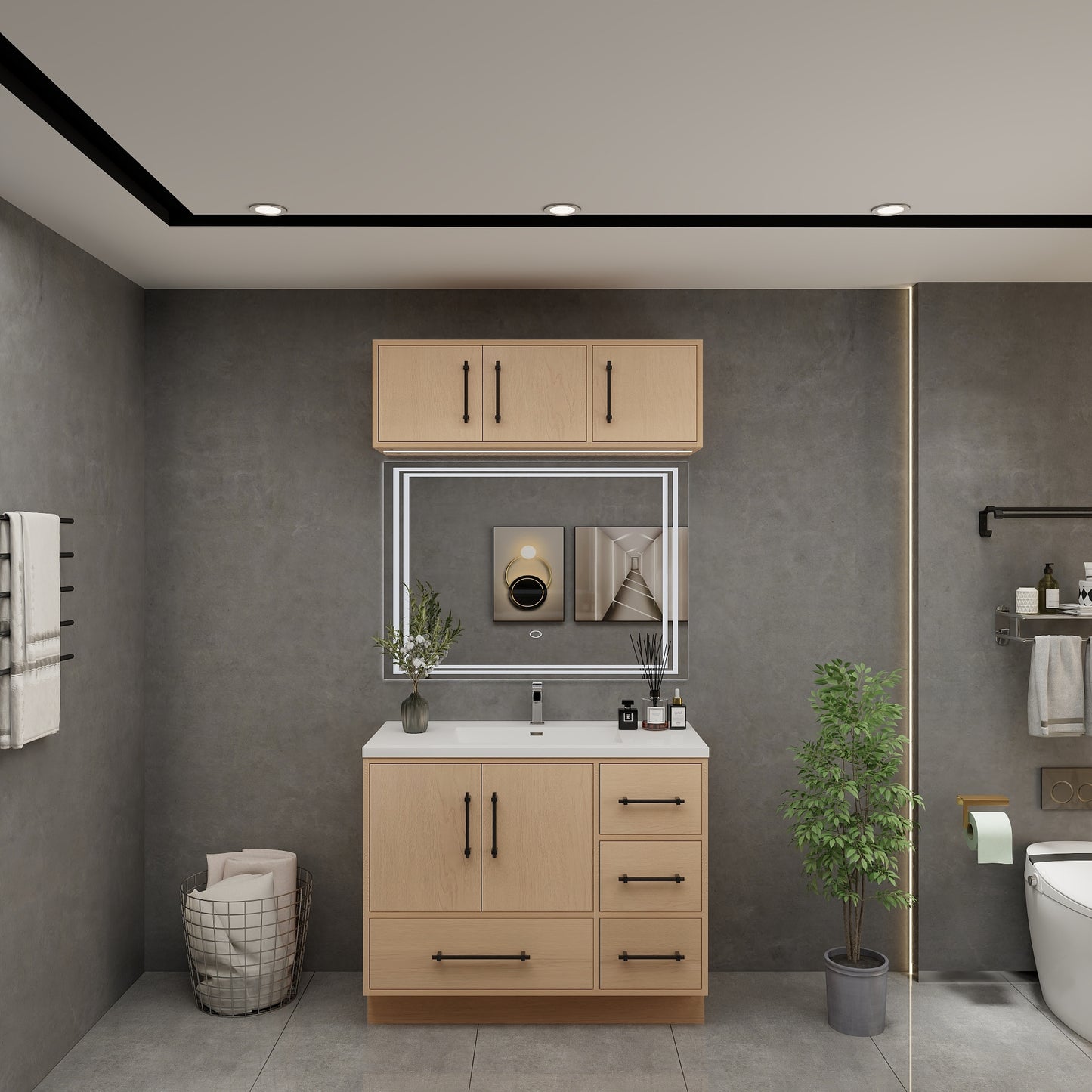 Victoria 42" Solid Wood Freestanding Bathroom Vanity in Yellow Oak | Better Vanity Solid Wood Floating Vanities