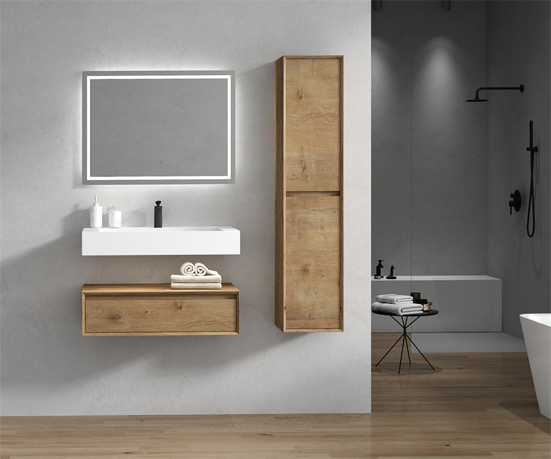 Alysa 36'' floating vanity in White Oak with Reinforced Acrylic Sink