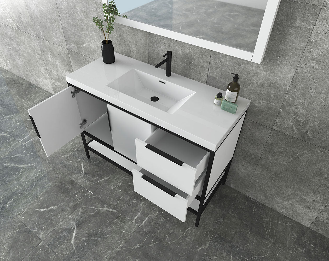 Matthew 48" Glossy White Freestanding Vanity with Reinforced Acrylic Sink