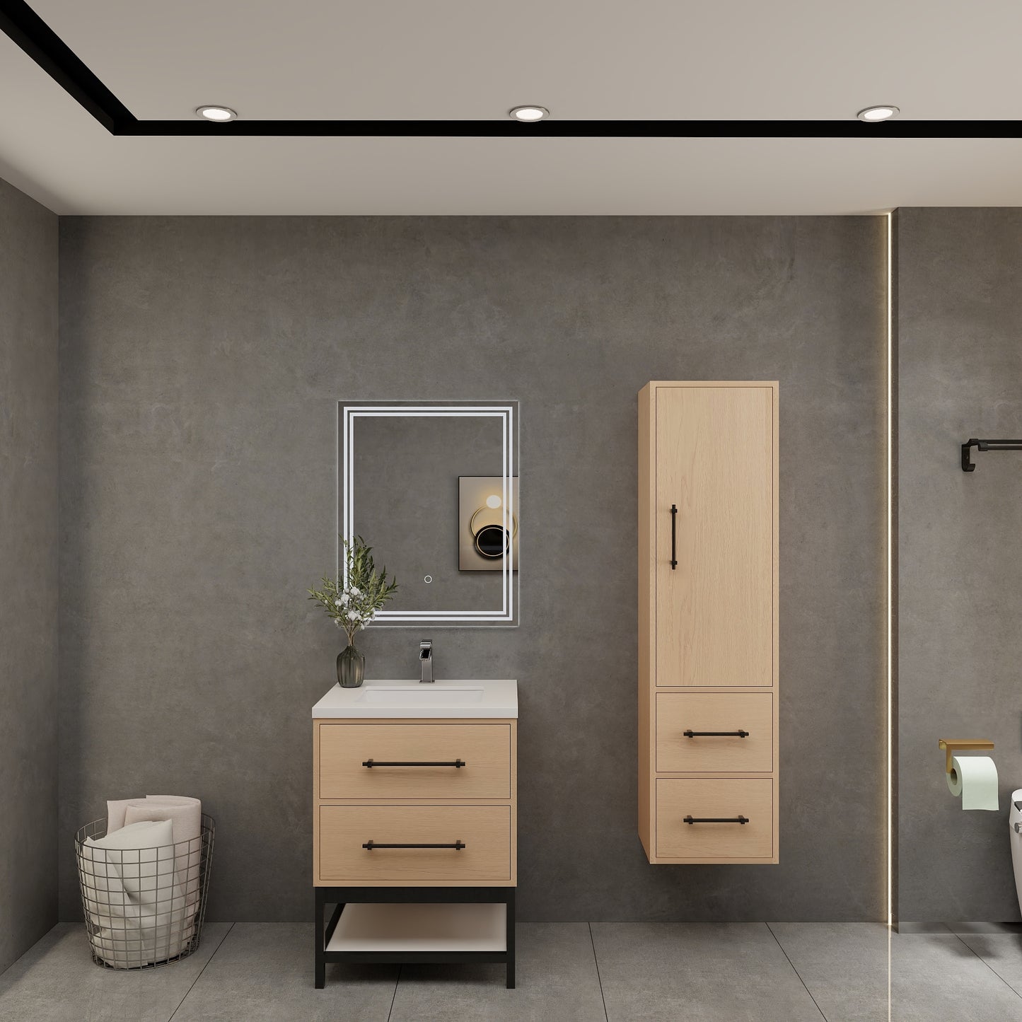 Victoria 24" Solid Wood Floating Open Shelf Bathroom Vanity in Yellow Oak | Better Vanity Solid Wood Floating Vanities