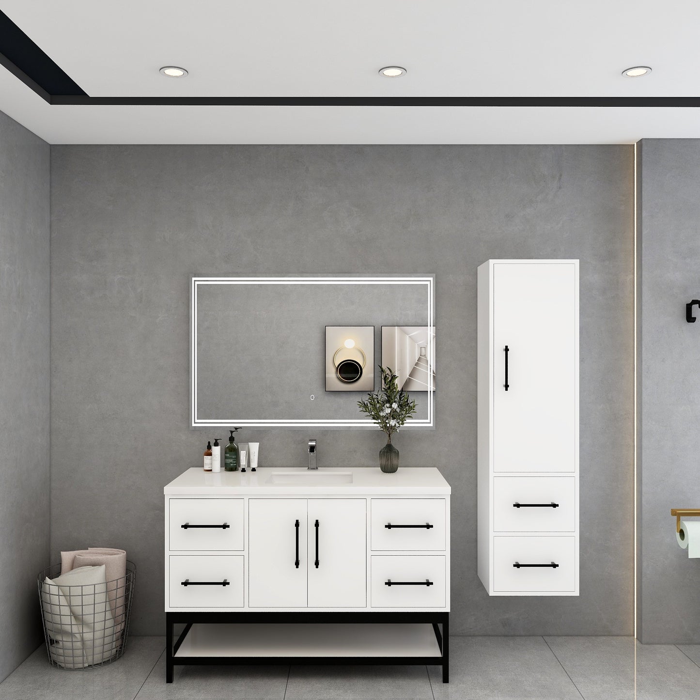 Victoria 48" Solid Wood Floating Open Shelf Bathroom Vanity in Gloss White | Better Vanity Solid Wood Floating Vanities