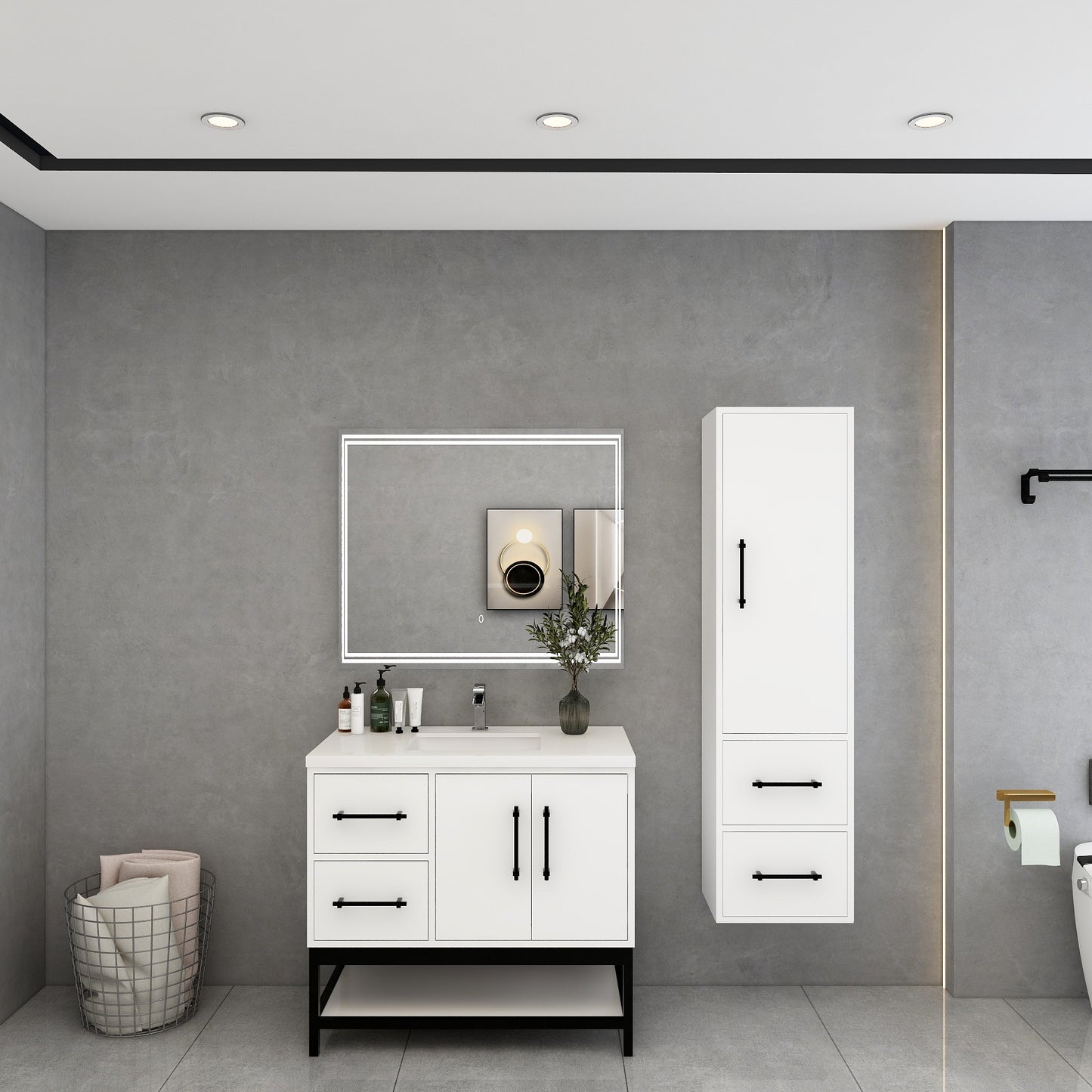 Victoria 36" Solid Wood Floating Open Shelf Bathroom Vanity in Gloss White | Better Vanity Solid Wood Floating Vanities