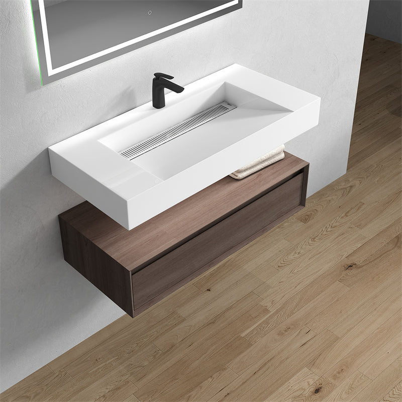 Alysa 42'' floating vanity in Red Oak with Reinforced Acrylic Sink