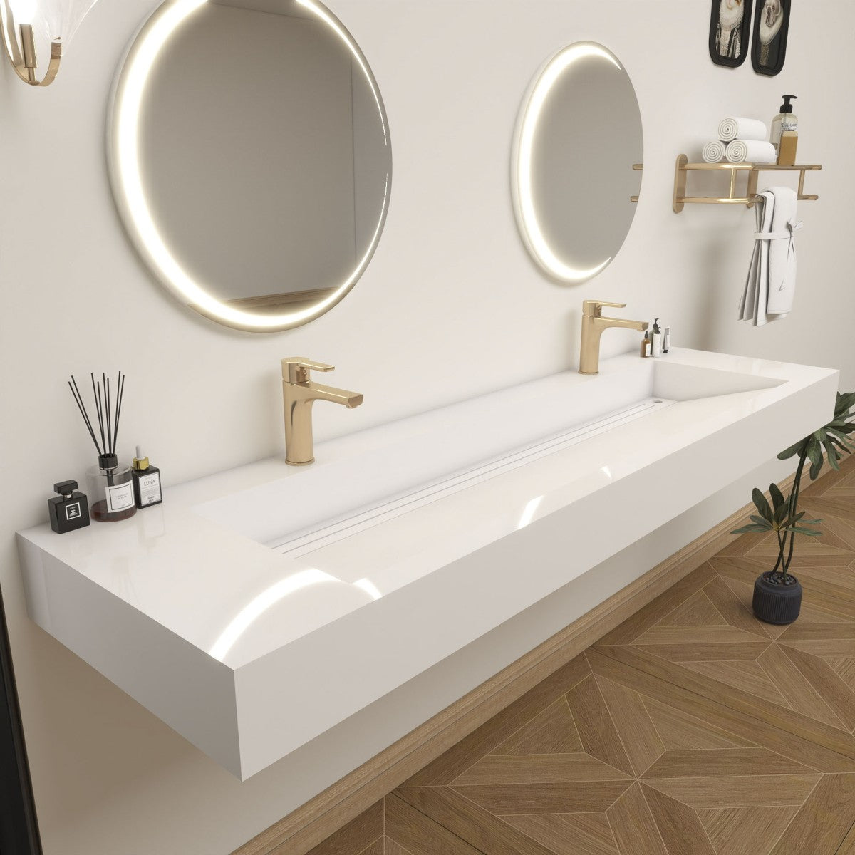 Bethany 72" Reinforced FLX Acrylic Double Sink Countertop
