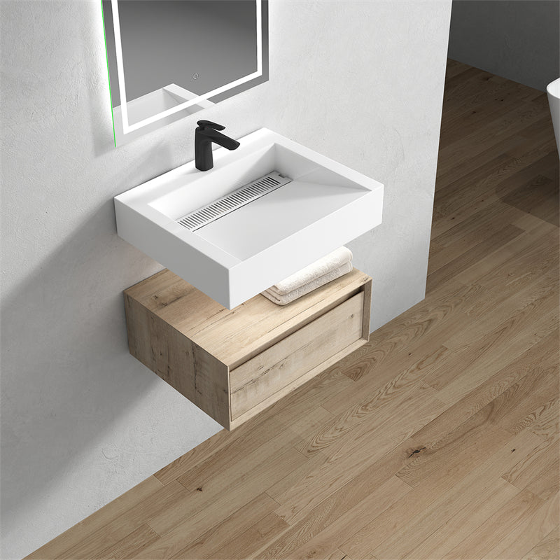 Alysa 24'' floating vanity In light Oak with Reinforced Acrylic Sink