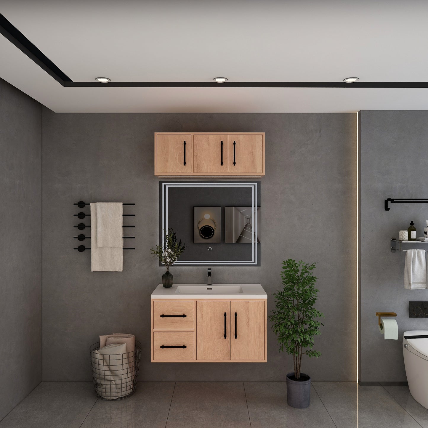 Victoria 36" Solid Wood Floating Bathroom Vanity in Red Oak | Better Vanity Solid Wood Floating Vanities