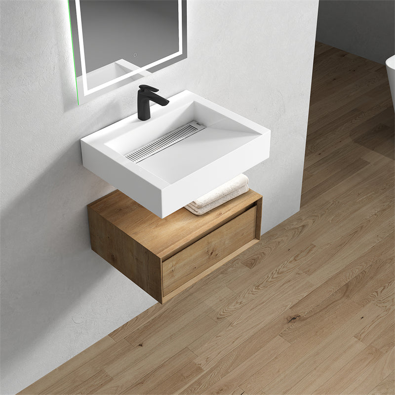 Alysa 24'' floating vanity in White Oak with Reinforced Acrylic Sink