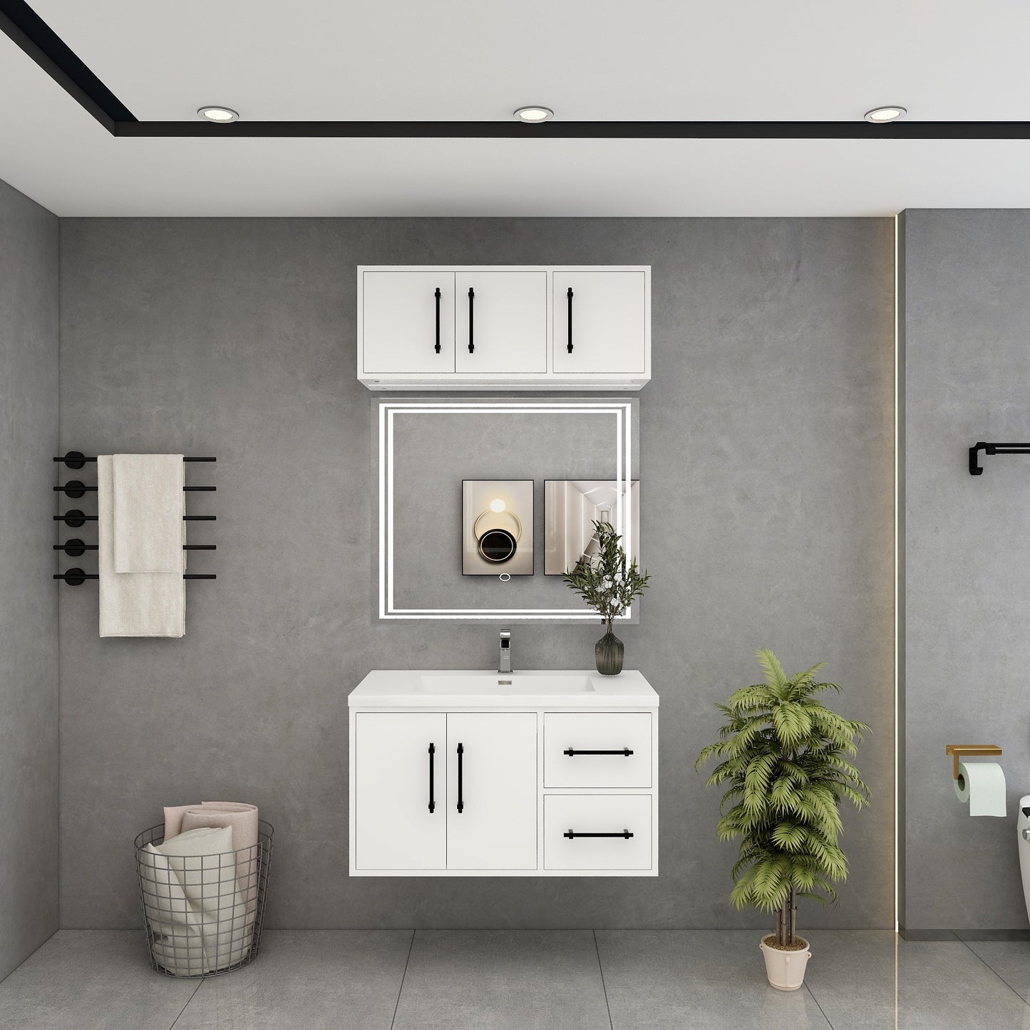 Victoria 36" Solid Wood Floating Bathroom Vanity in Gloss White | Better Vanity Solid Wood Floating Vanities