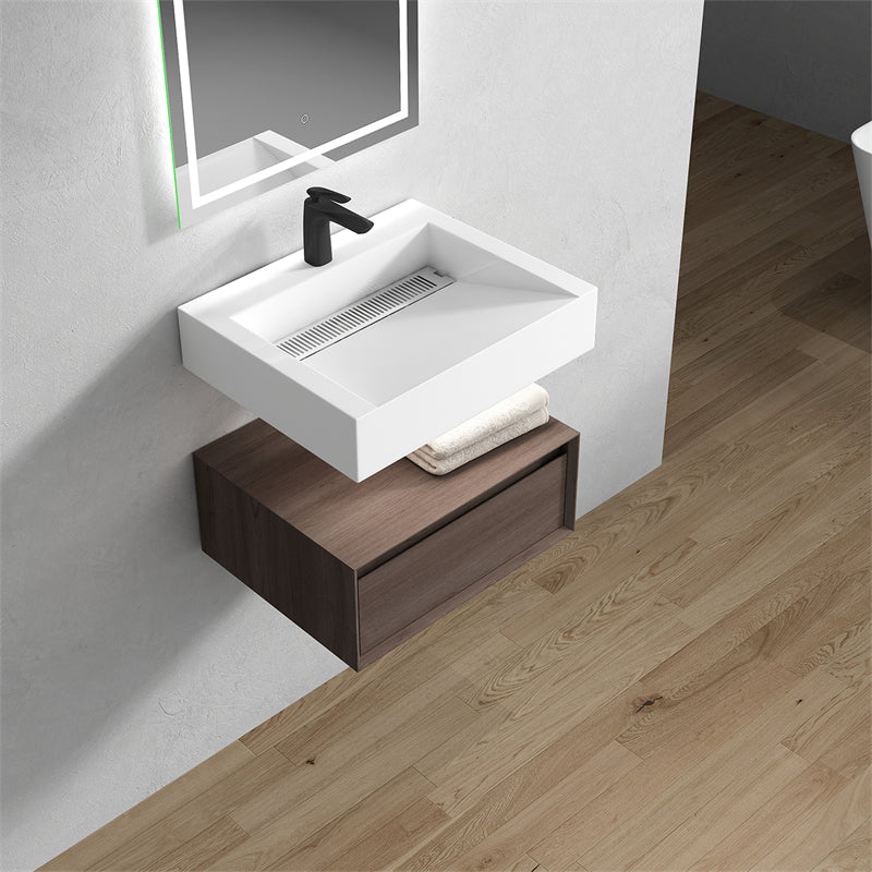 Alysa 24'' floating vanity in Red Oak with Reinforced Acrylic Sink