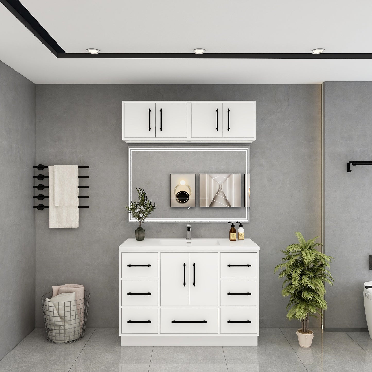 Victoria 48" Solid Wood Freestanding Bathroom Vanity in Gloss White | Better Vanity Solid Wood Floating Vanities