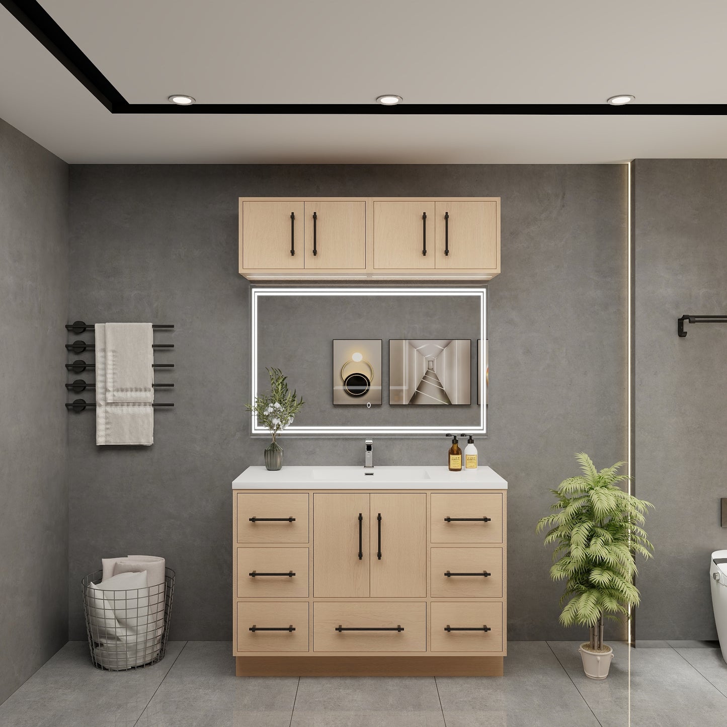 Victoria 48" Solid Wood Freestanding Bathroom Vanity in Yellow Oak | Better Vanity Solid Wood Floating Vanities