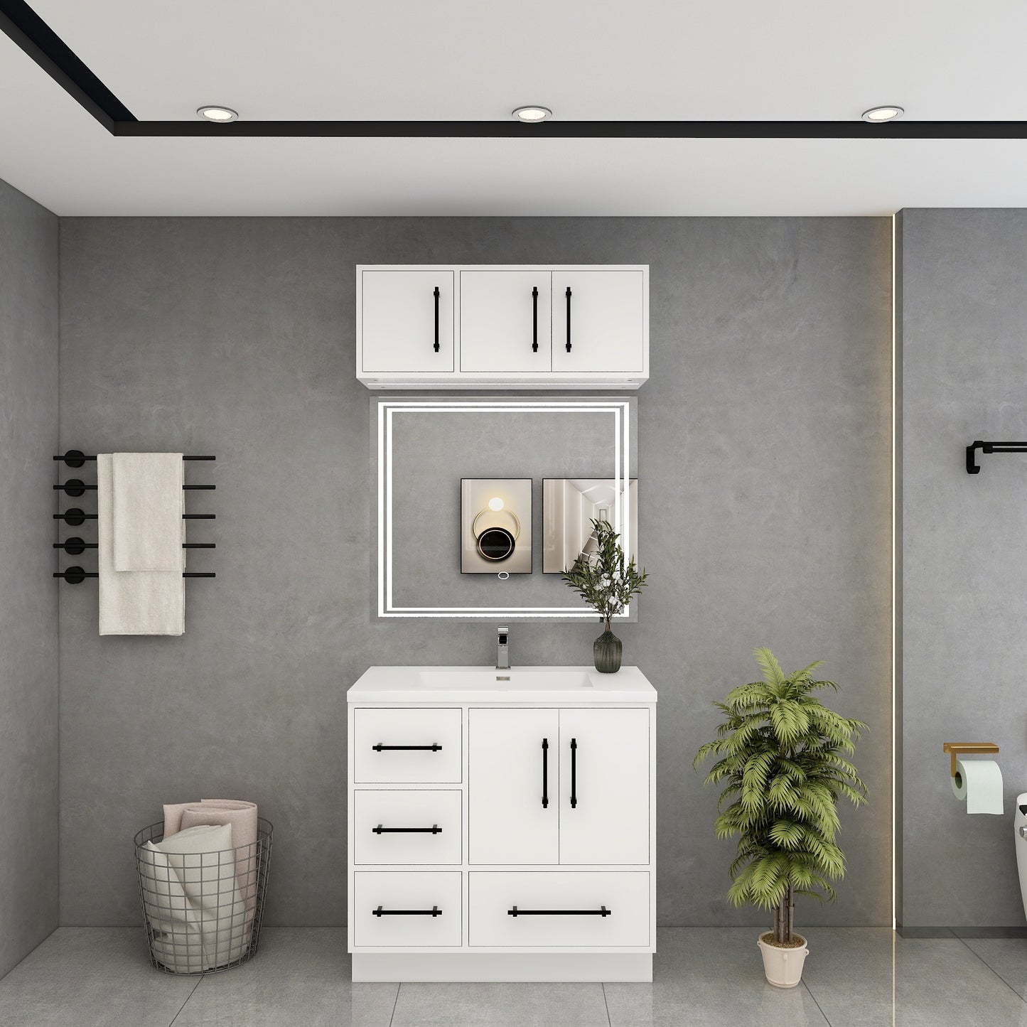 Victoria 36" Solid Wood Freestanding Bathroom Vanity in Gloss White | Better Vanity Solid Wood Floating Vanities