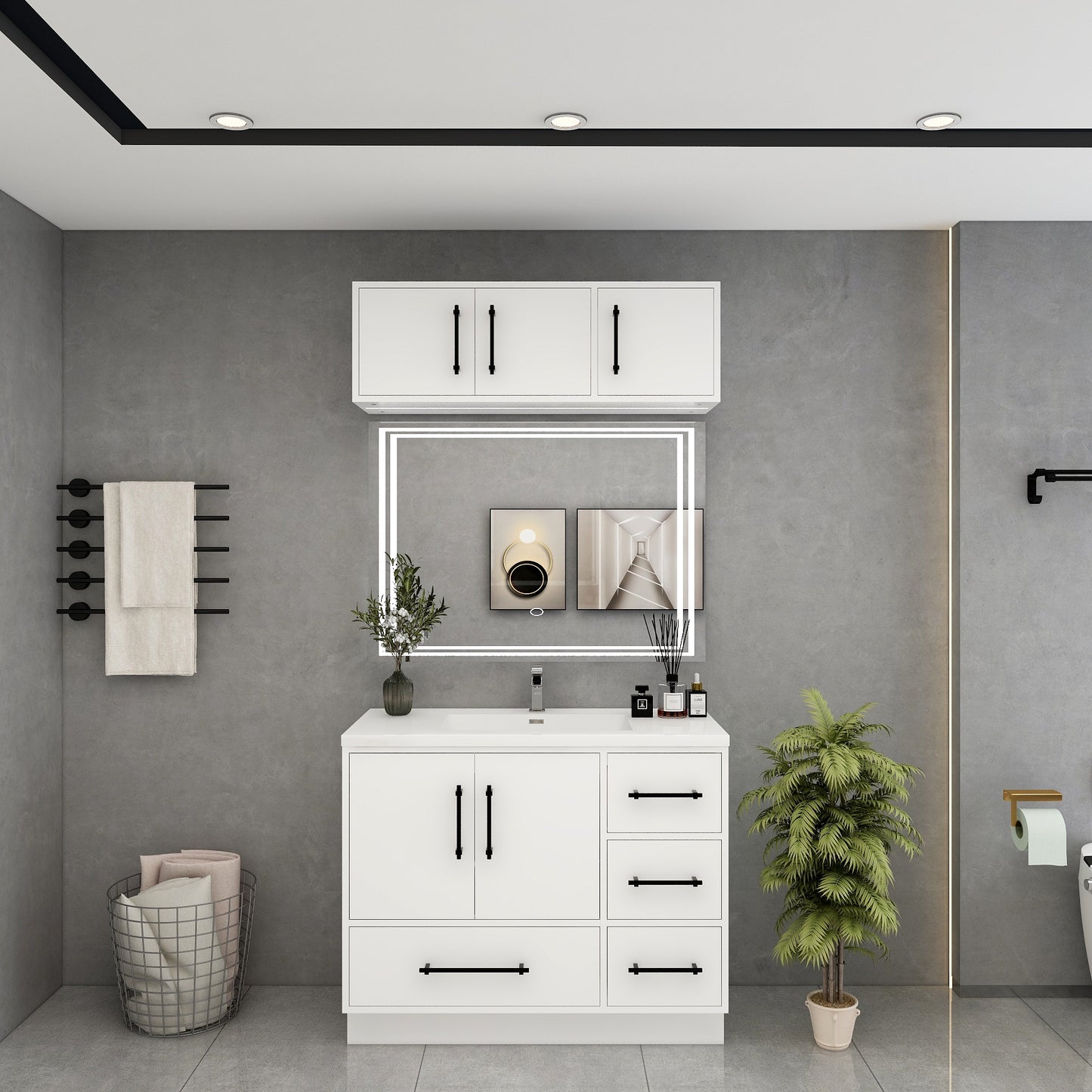 Victoria 42" Solid Wood Freestanding Bathroom Vanity in Gloss White | Better Vanity Solid Wood Floating Vanities