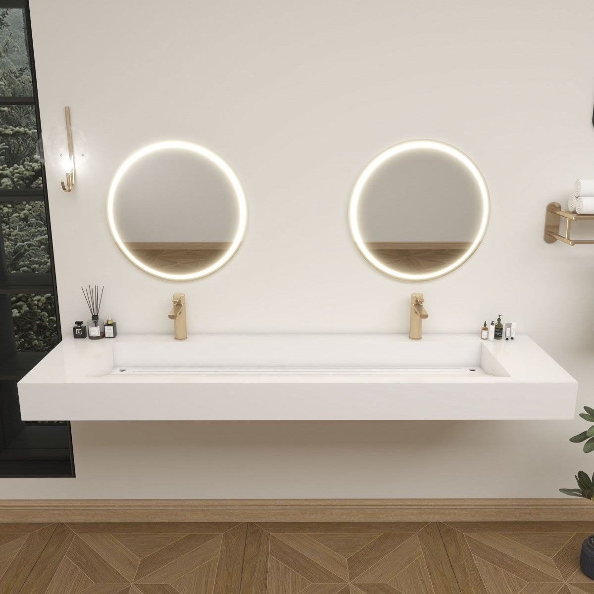 Bethany 72" Reinforced FLX Acrylic Double Sink Countertop