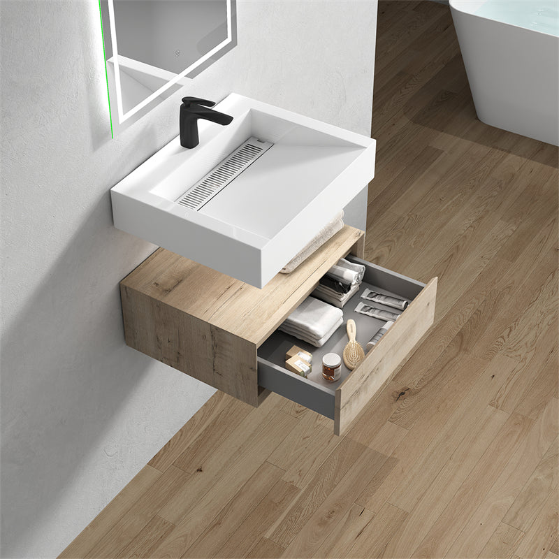Alysa 24'' floating vanity In light Oak with Reinforced Acrylic Sink