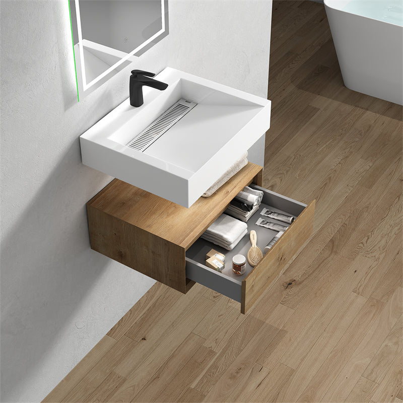 Alysa 24'' floating vanity in White Oak with Reinforced Acrylic Sink