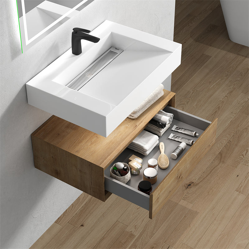 Alysa 30'' floating vanity in White Oak with Reinforced Acrylic Sink