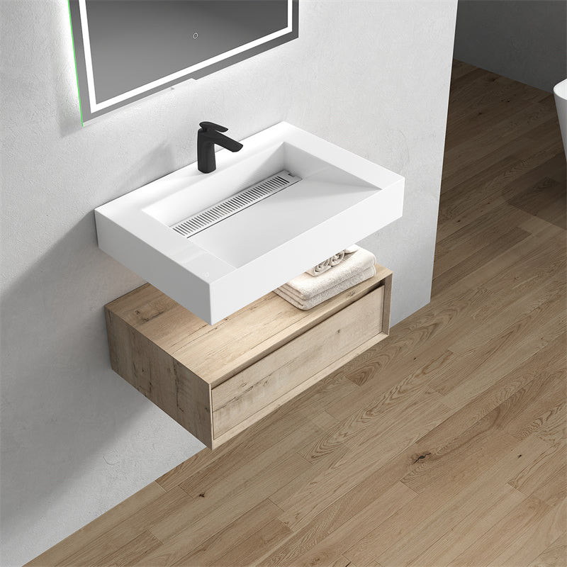Alysa 30'' floating vanity In light Oak with Reinforced Acrylic Sink